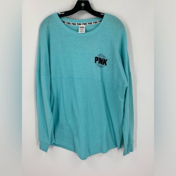 Victoria's Secret PINK Aqua Long Sleeve Top Oversized size M - Picture 1 of 4